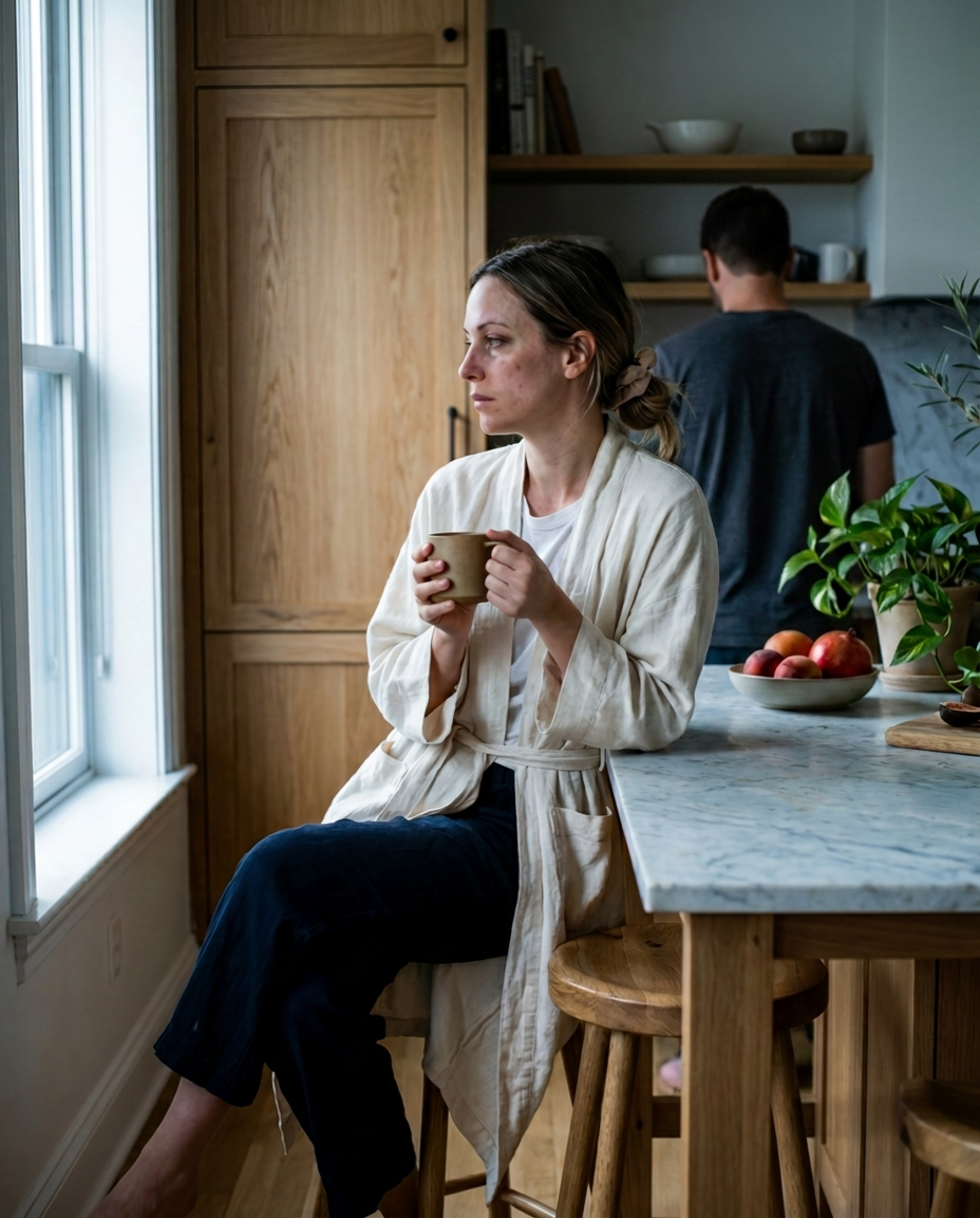 Section Problème — femme matin fatiguée cuisine